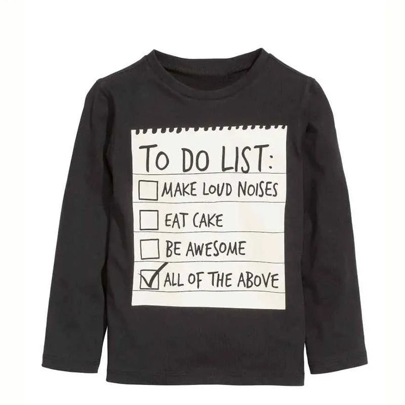 Boys' cotton two-piece clothing set with long sleeves and letter pattern