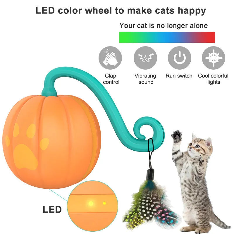 Electric luminous cat teasing ball toy in watermelon green colour with automatic movement