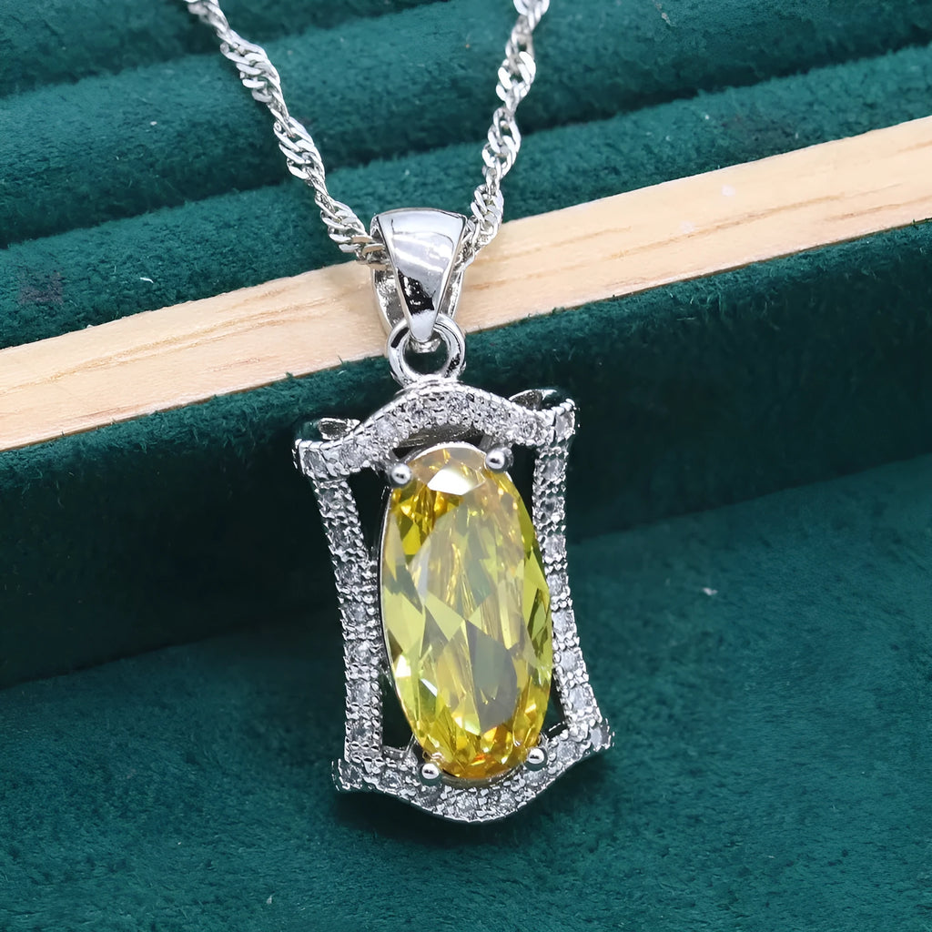 Women's anti-allergy zircon dinner jewellery set showing matching necklace, earrings, ring, and bracelet in alloy with snake bone chain