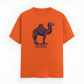 Orange loose-fitting cotton T-shirt with short sleeves and round neck