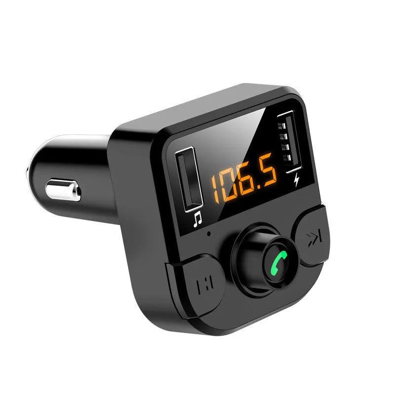 Black BT36B car Bluetooth MP3 player with 1.1-inch display and cigarette lighter plug.