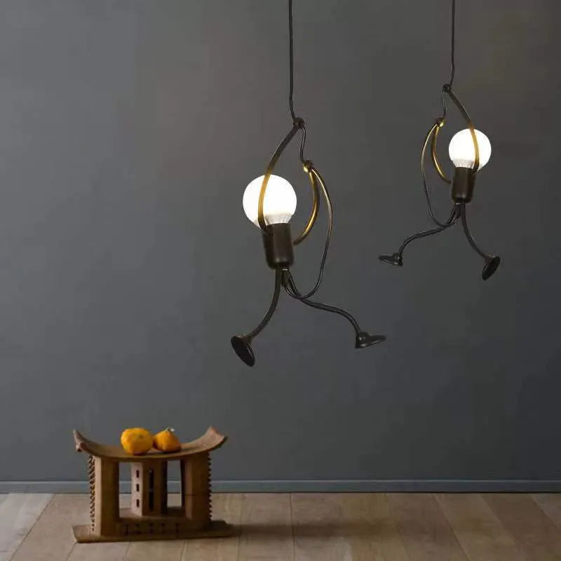 Simple villain LED chandelier with iron body and adjustable 1-metre height on a white background