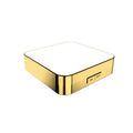 Makeup mirror with dual surfaces: 4x magnification and HD mirror with adjustable lighting
