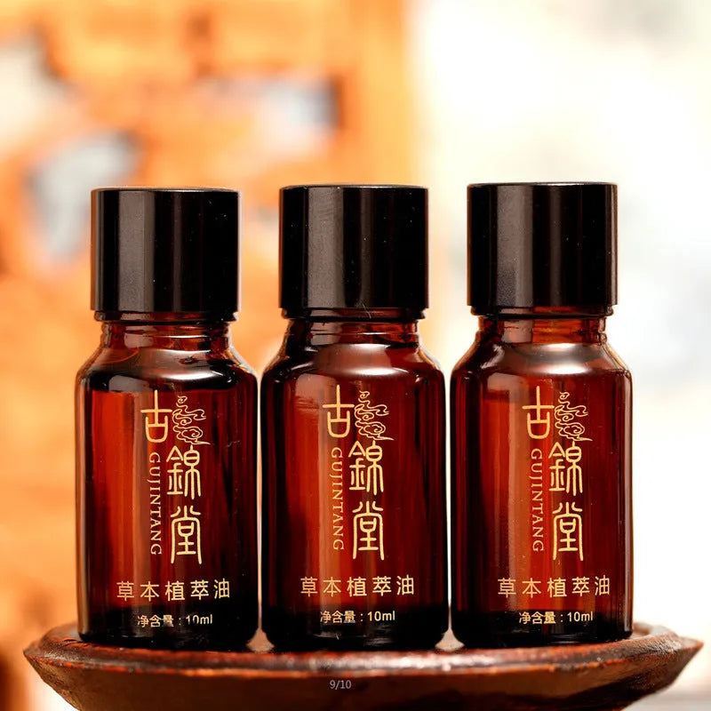 Hot compress set with six bottles of herbal oil and one bottle of ginger moxibustion film in assorted colours