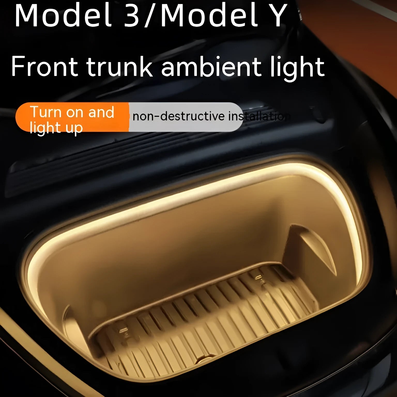 Tesla Model 3 and Model Y front centre console ambient lighting kit with soft silicone light bar