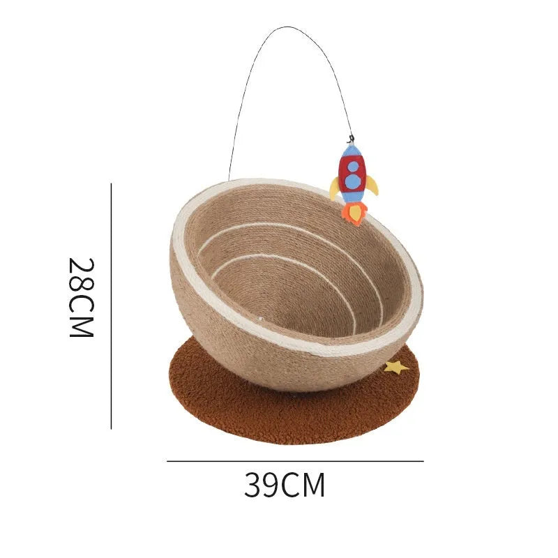 Large integrated cat scratching basin and bed with starlight sisal nest colour