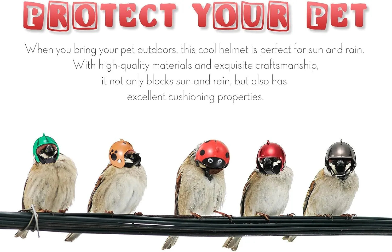 Adjustable plastic chicken helmet for small pet protection with elastic bands and sponge lining