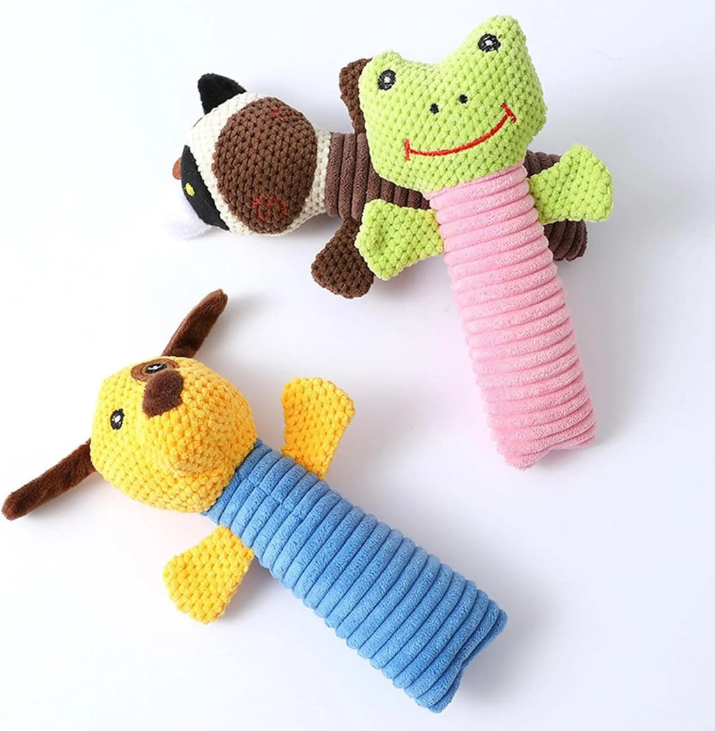 19cm polyester fibre squeaky dog chew toys in calves frogs puppies shapes for dental cleaning