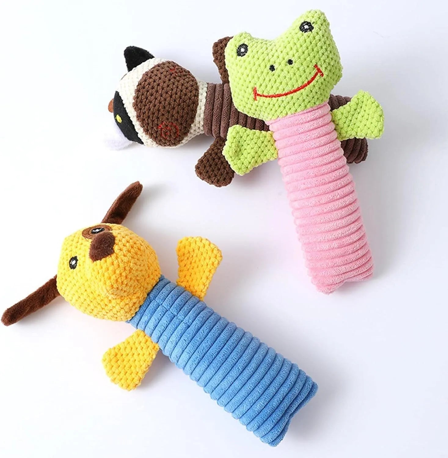 19cm polyester fibre squeaky dog chew toys in calves frogs puppies shapes for dental cleaning