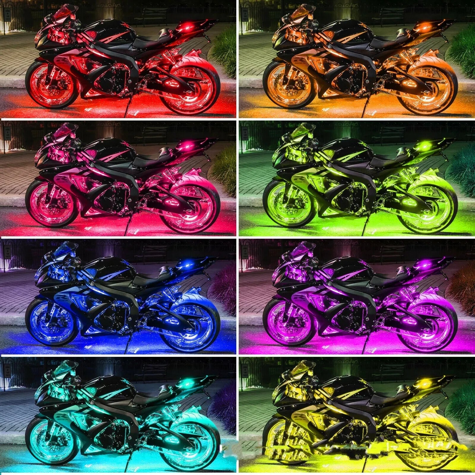 RGB LED vehicle light bar with remote control for motorcycle and car interior atmosphere lighting