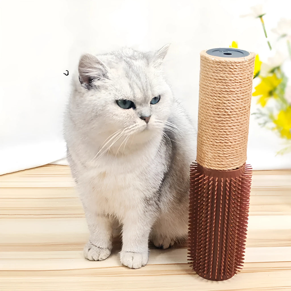 Brown sisal cat scratching post 30cm tall with square base