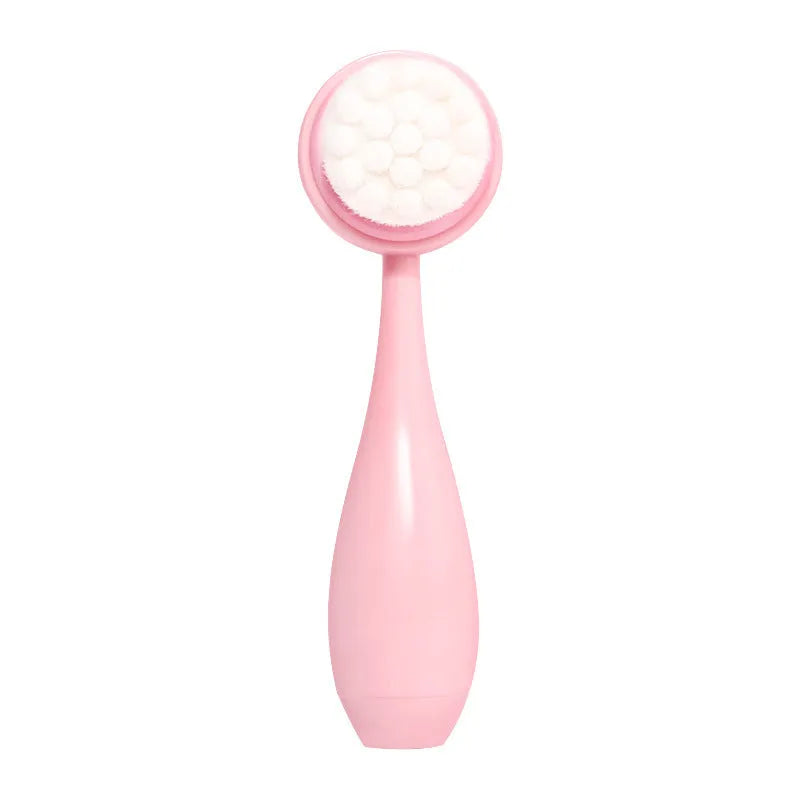 Facial brush set with coral fleece hair band, nylon brush, and face wash mitts in assorted colours