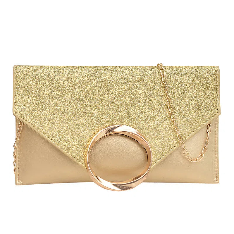 Women's crossbody shoulder bag in PU with sequins, horizontal rectangular shape, available in Black, Pink, and Silver