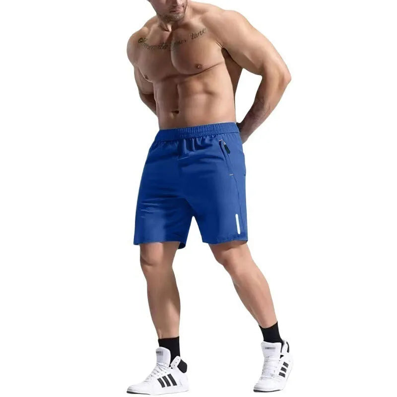Men's grey bamboo fibre elastic waist sports shorts with a drawstring on a plain background