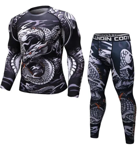 MMA compression rashguard long sleeve T shirt in polyester for gym training