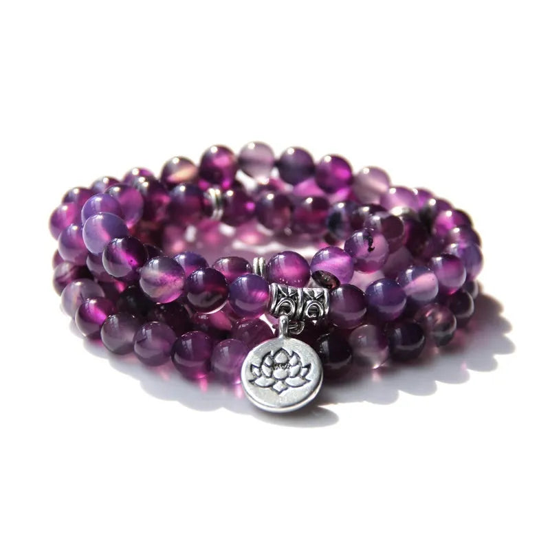 Vintage natural stone bracelet for women featuring a lotus design on a geometric setting.