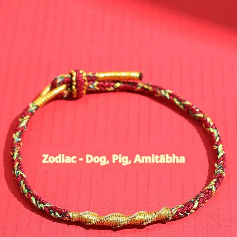 Hand-woven eight-strand colourful guard strap with flexible wire showing zodiac colour options