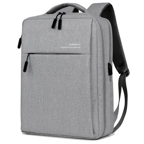 Waterproof rechargeable laptop backpack in black showing shoulders style design with Oxford cloth construction
