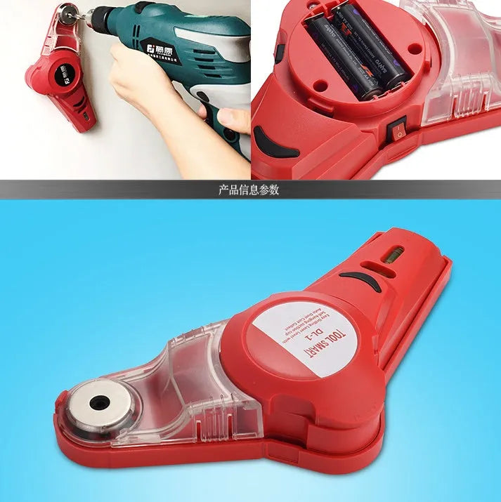 Red portable infrared laser level tool with battery compartment for woodworking and decoration alignment