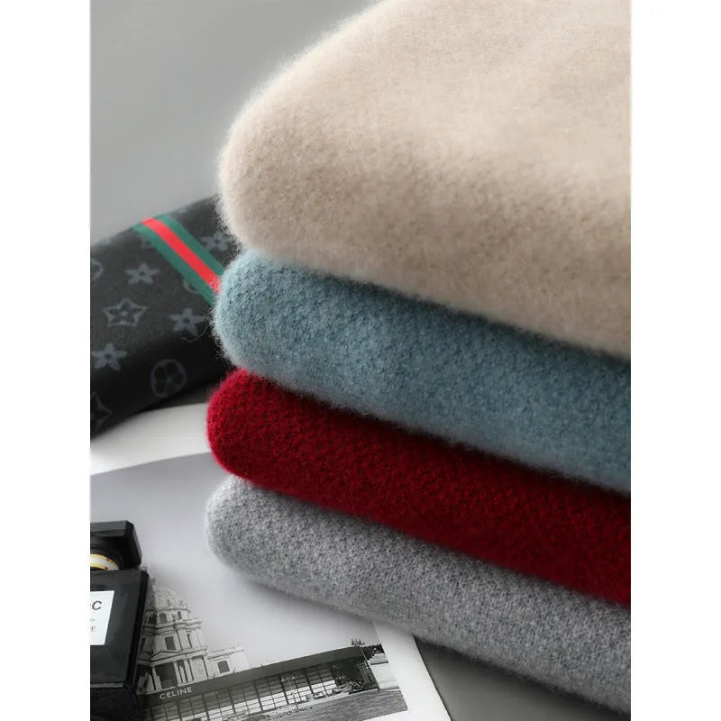 Slim fit half-zip wool sweater with round neck in multiple colour options for plus size leisure wear