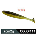 7cm long two-tone T tail soft plastic fishing lure in various colours for Mandarin fish and Topmouth Culter.