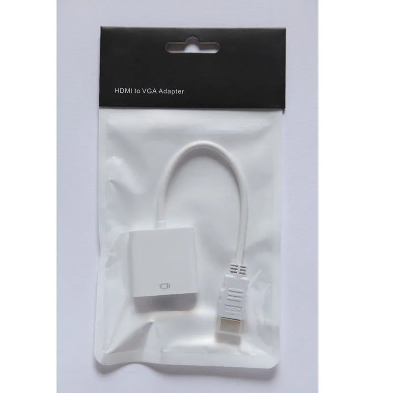Black HDMI to VGA adapter cable with 0.3m integrated cord for set-top boxes