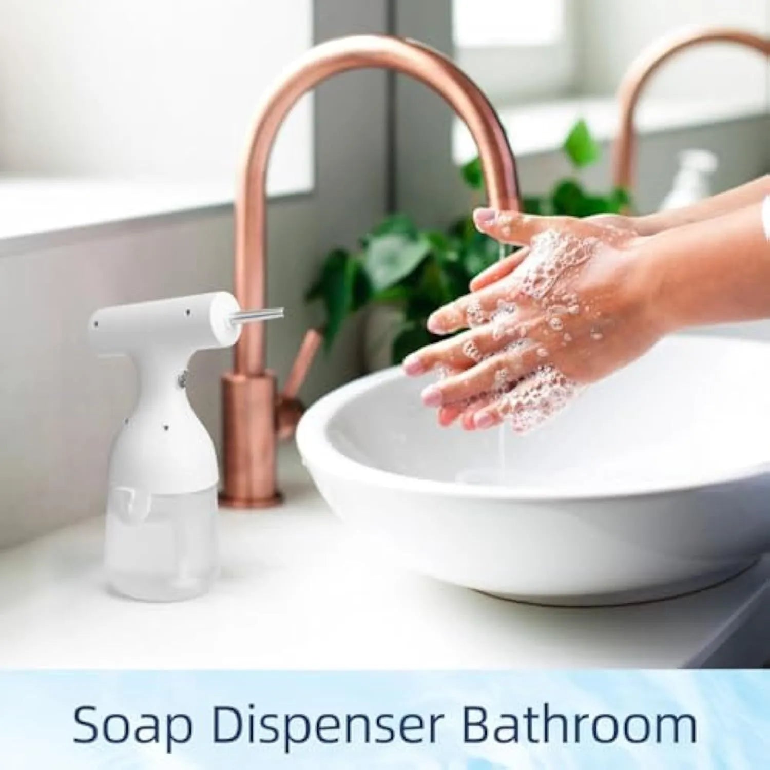 White electric foam soap dispenser with two nozzles and USB cable for pet bathing and home cleaning.