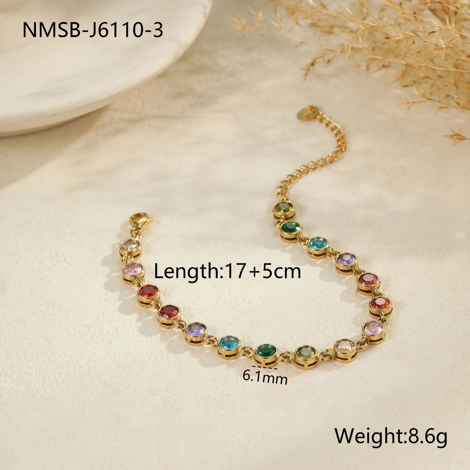 Women's stainless steel bracelet with geometric shapes in gold or silver electroplated finish