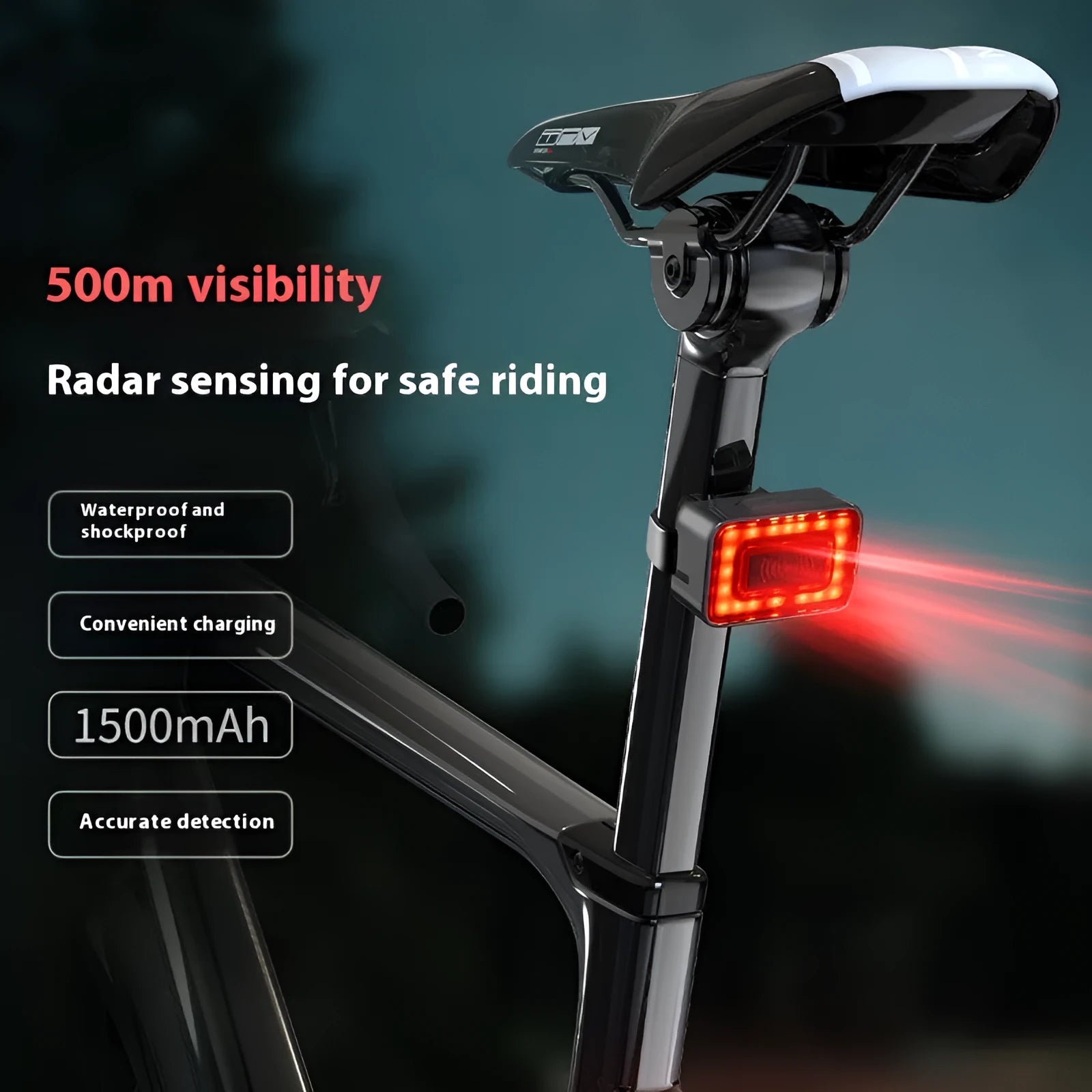 Smart bicycle taillight with millimeter wave radar detection and Type-C charging port