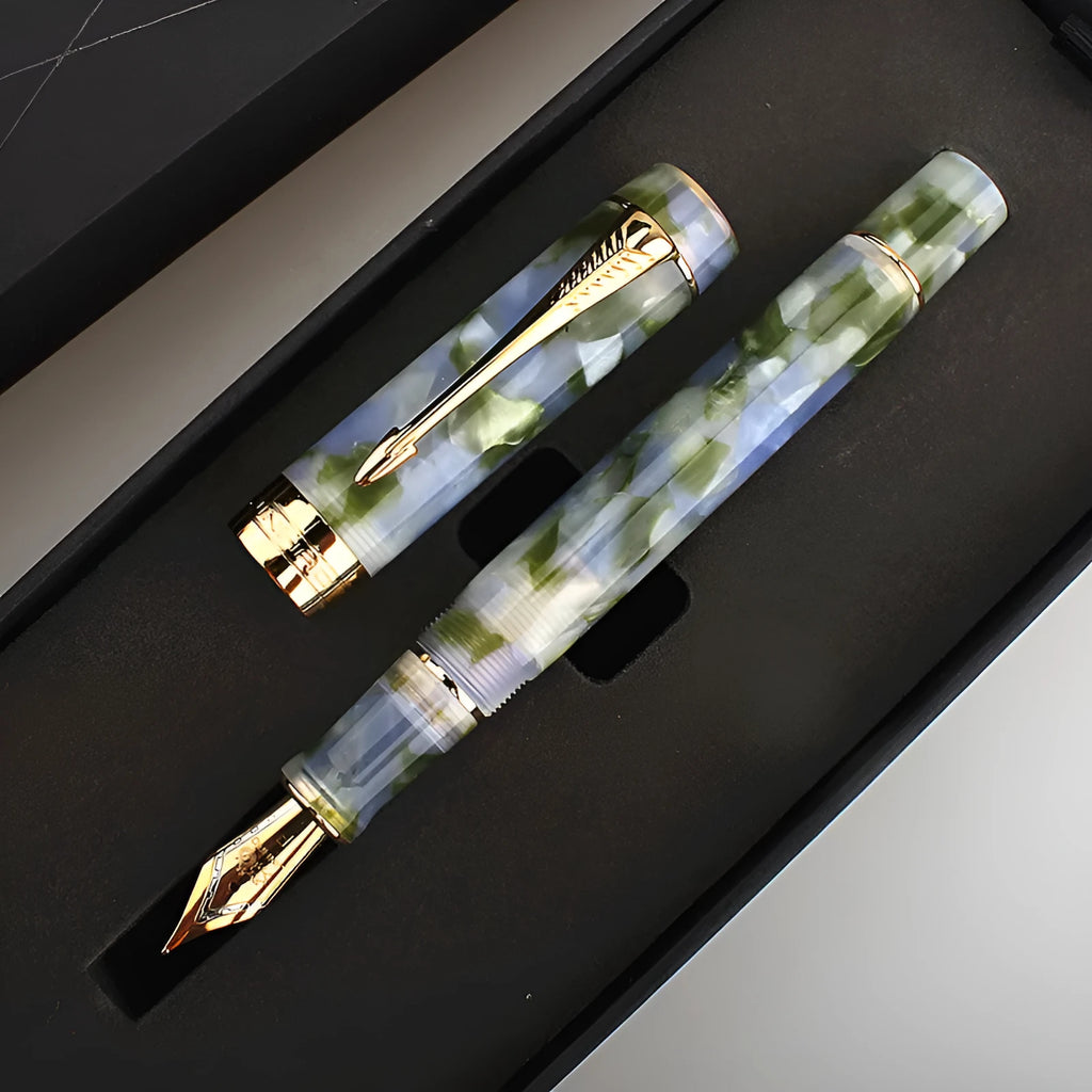 Deep bath green metal ballpoint pen with three interchangeable nib tips: 0.5mm, 0.7mm and 1.0mm