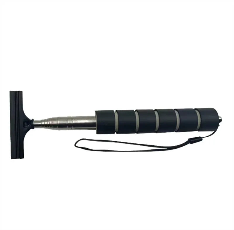 Stainless steel retractable car mirror wiper extended to show 100cm length with rubber cleaning edge