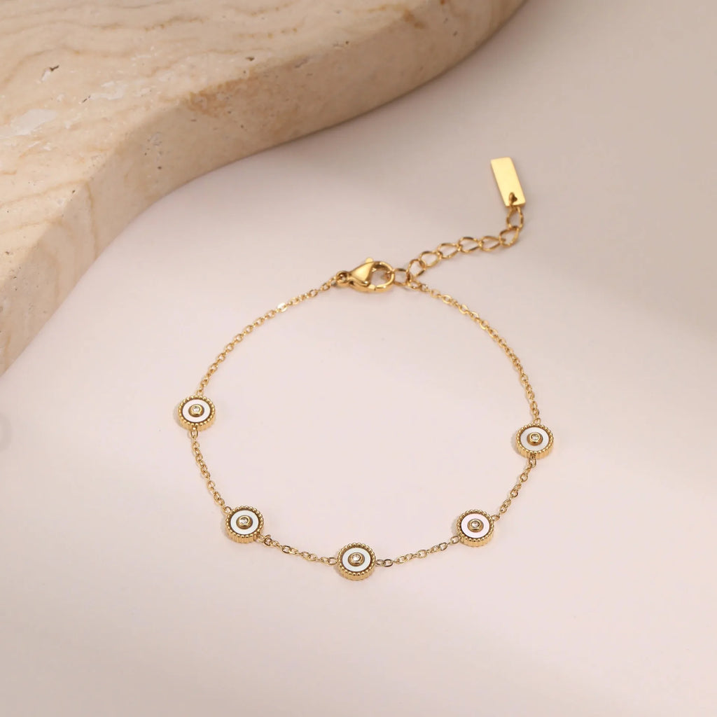 Geometric stainless steel women's bracelet with 18K gold plating, OL fashion style.