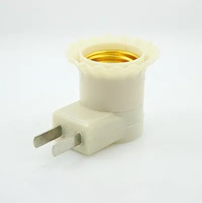 White wall plug-in screw lamp holder with switch for E27 bulb socket conversion