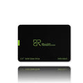 Black plastic solid state drive with SATA 3.0 interface showing capacity options from 128GB to 2TB