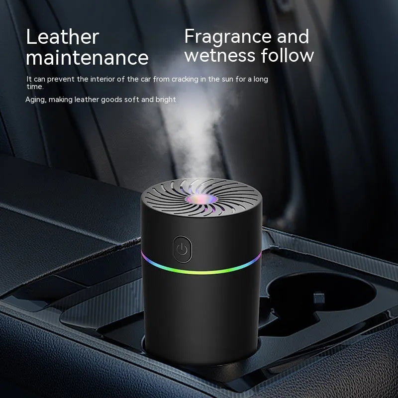 USB car humidifier unit with aromatherapy function in black and white colour options