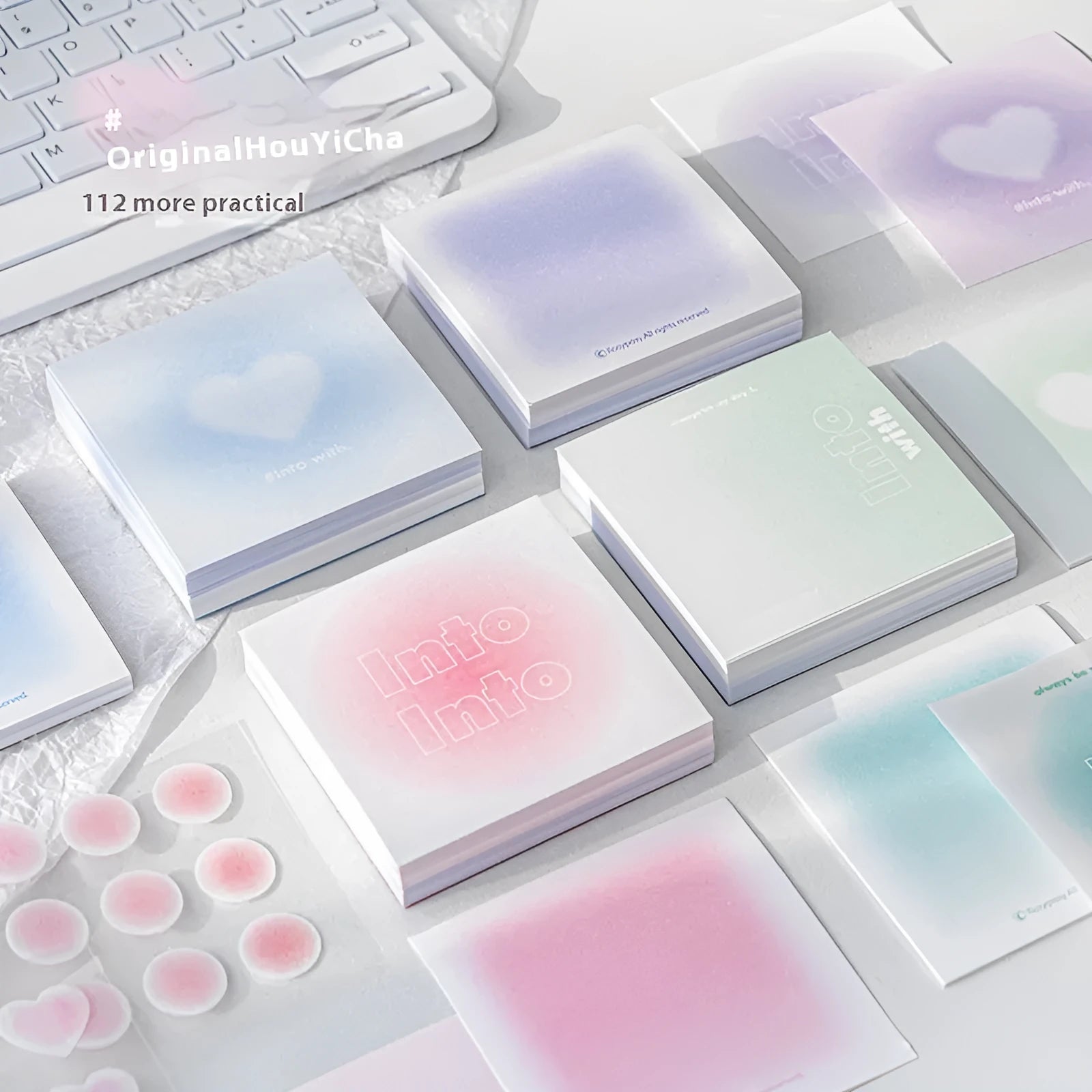 Square 70mm multifunctional notepad with gradient parchment paper and sticky notes in four colour options