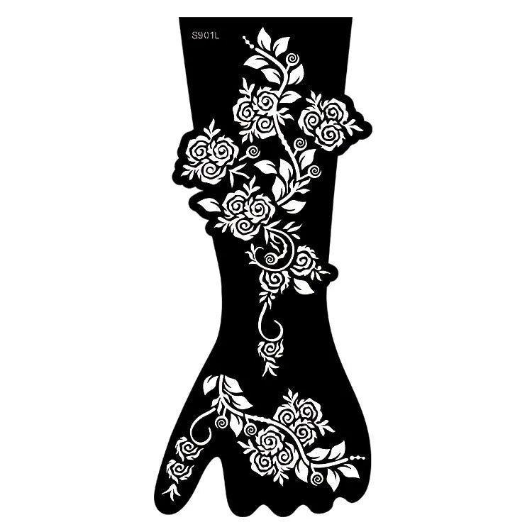 Geometric hollow template tattoo stickers showing intricate cut-out patterns for tattoo stencil applications