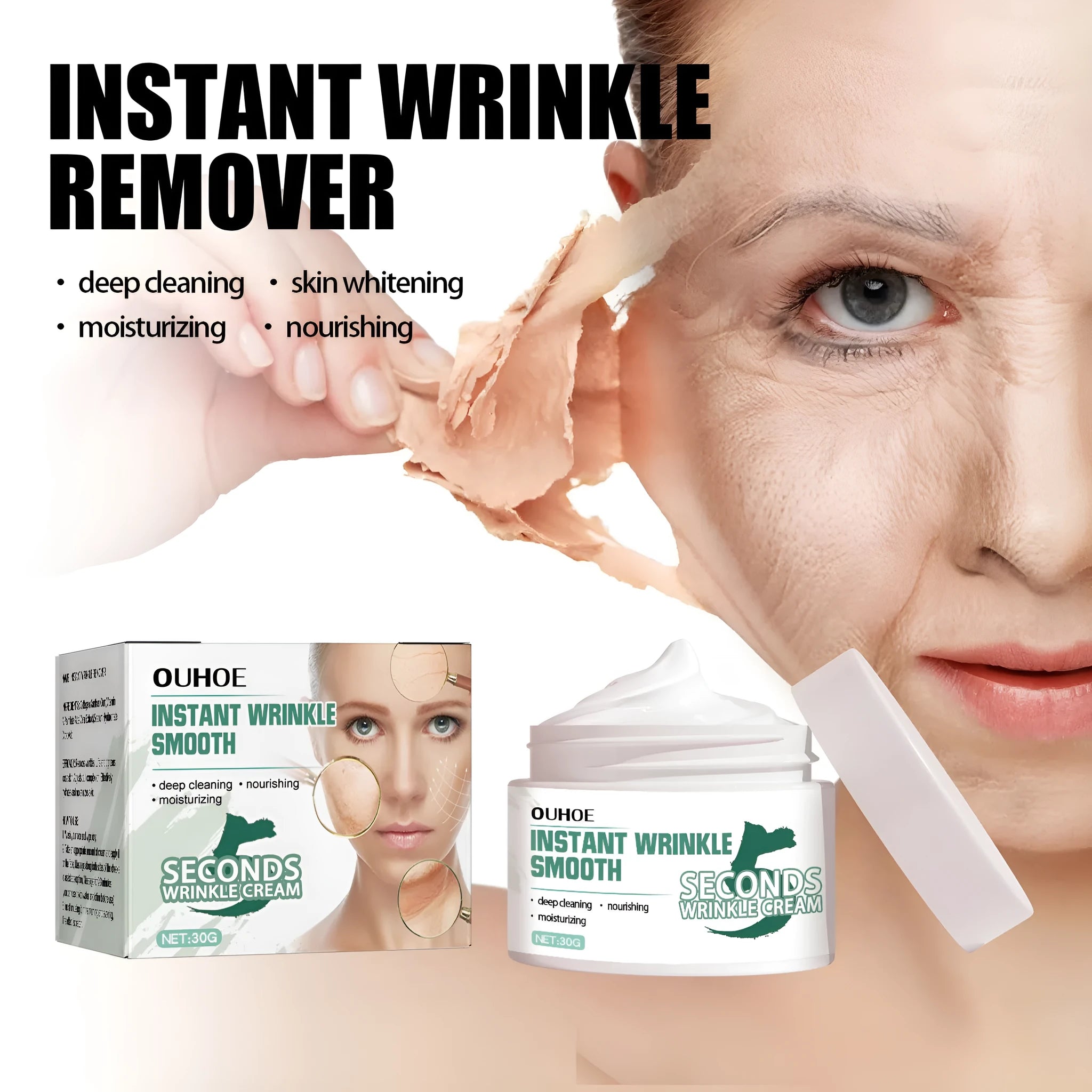 30g anti-aging anti-wrinkle face cream in standard packaging with hydrating formula