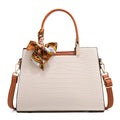 Milky white women's PU shoulder handbag with horizontal square shape and multiple internal compartments
