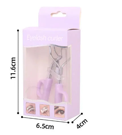 SUNFLOWER pink eyelash curler with chrome scissors handle on a white background.