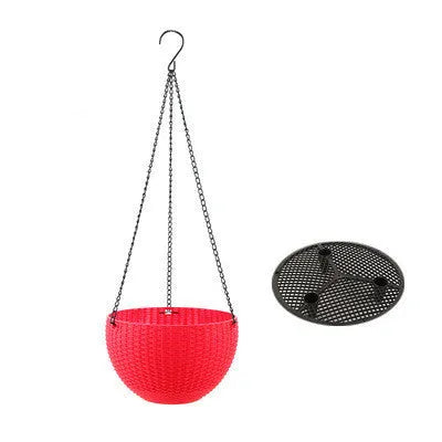 21cm plastic hanging basket with inner tank and chain in multiple colour options