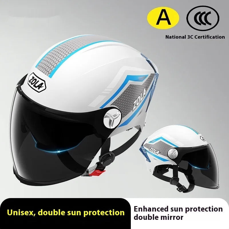 Children's 3C certified motorcycle half helmet in multiple colour options with double mirror finishes