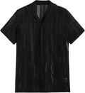 Men's short-sleeved knitted button shirt with Jacquard pattern in street fashion cardigan style