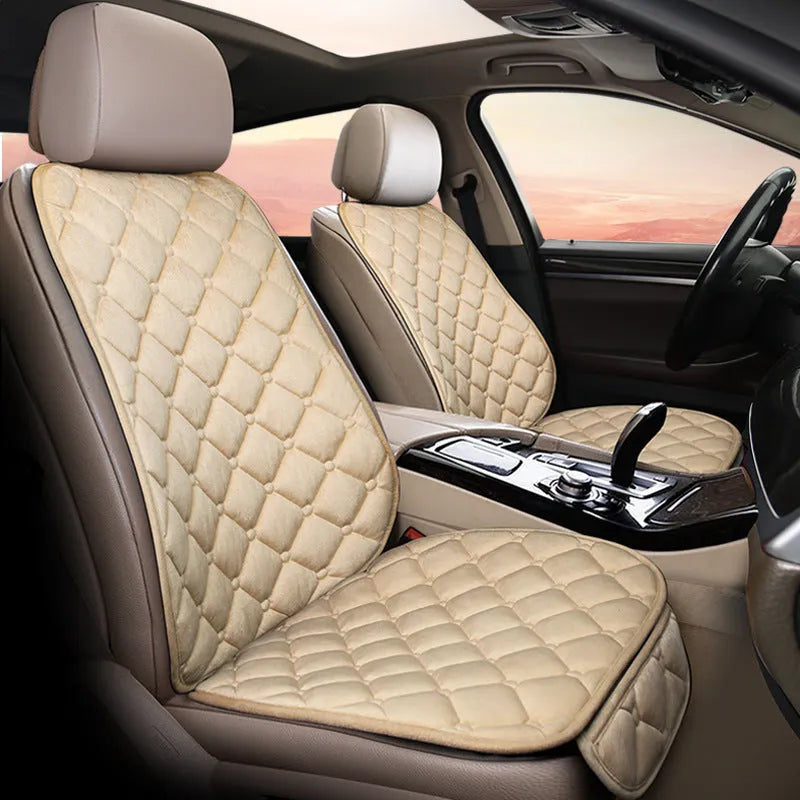 Cotton car seat cushion in wine red colour on vehicle seat