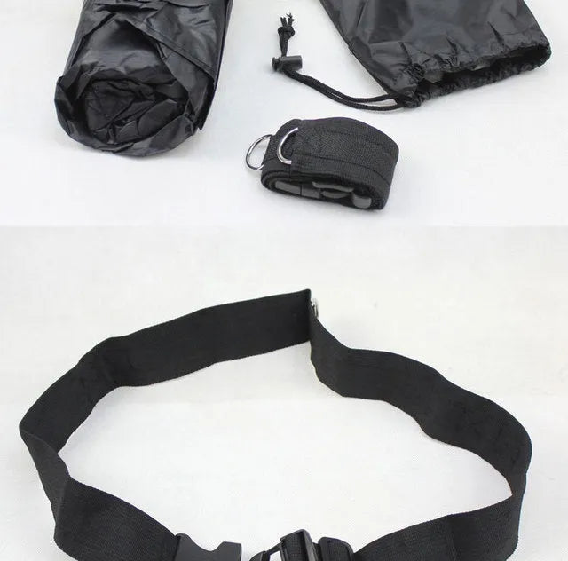 Black polyester 56 inch running speed training parachute with adjustable waist belt