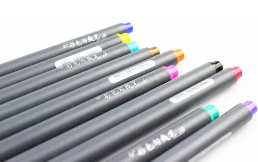 Set of ten 0.38mm fine tip hook line drafting pens for technical drawing.