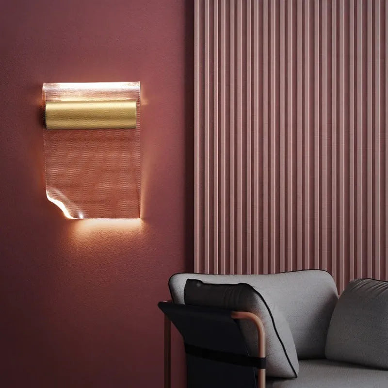 Wall lamp with iron construction and acrylic shade showing left bend and right bend orientation options