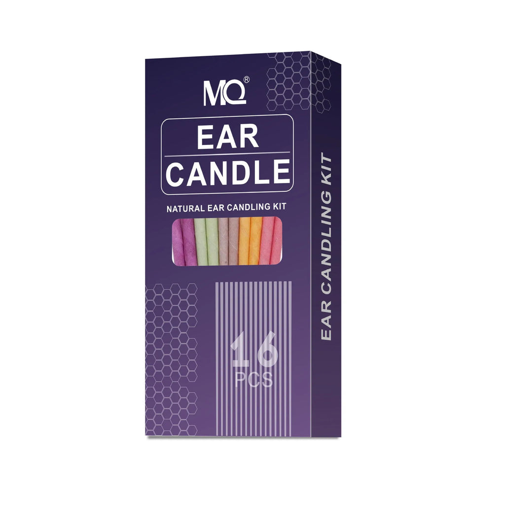 MQ Horn 16 piece ear candle set with protection boards and cotton swabs in assorted colours