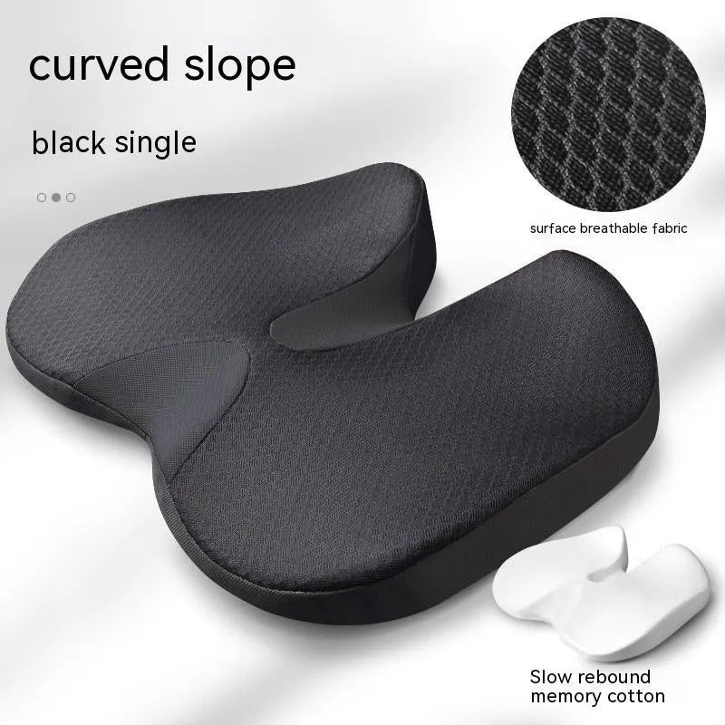Curved bevel seat cushion with memory foam core for tailbone support in beige colour