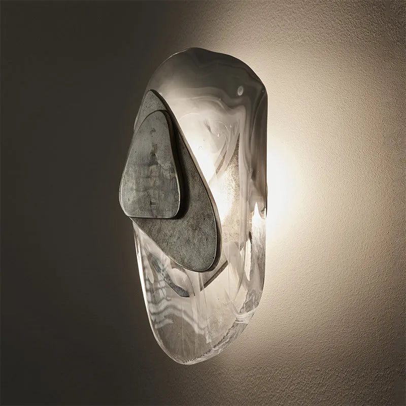 Crystal wall lamp with copper finish and warm light for bedroom study